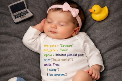 (عکس) خلاقیت والدین برنامه‌نویس؛ نوزادی که تولدش با کد تعریف شد