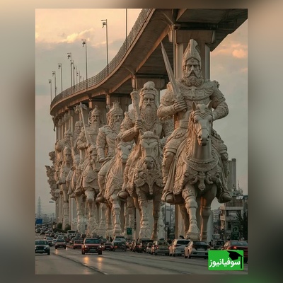 درخشش عجیب‌ترین طراحی پل‌ با ستون‌های افسانه‌ای و الهام از اساطیر تاریخی ایران به سبک معماری هخامنشیان / شاهکار معماری دنیا که همه را مات و مبهوت خودش کرد + عکس