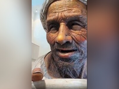 ویدیو/ شاهکاری حیرت‌انگیز از اثر هنرمندی نابغه/ مجسمۀ غول‌پیکری که گویی روح انسان در جسم سنگی‌اش دمیده‌ شده