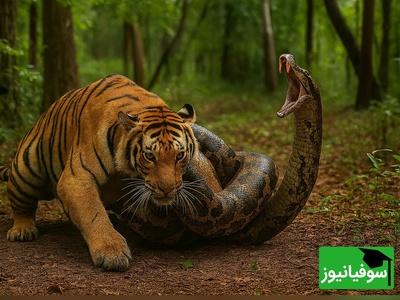 (ویدئو) لحظه‌ای که جهان نفسش را حبس کرد؛ جدال مرگبار پادشاه جنگل "ببر" با یک مار بوآی غول‌پیکر؛ نتیجه باورنکردنی است!