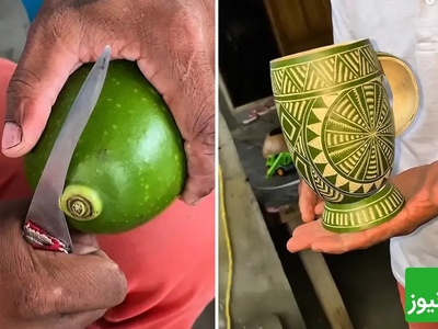 خلاقیت تحسین‌برانگیز یک جوان برای خلق اثری که به چشمانتان هم شک می‌کنید / از میوه استوایی تا ماگ لوکس