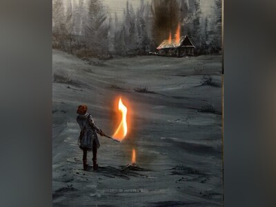 (ویدئو) خلق شاهکارهای بی‌نظیر هنری از ترکیب نور، رنگ و خلاقیت/ نمایش خارق‌العادۀ رقص آتش بر بوم نقاشی