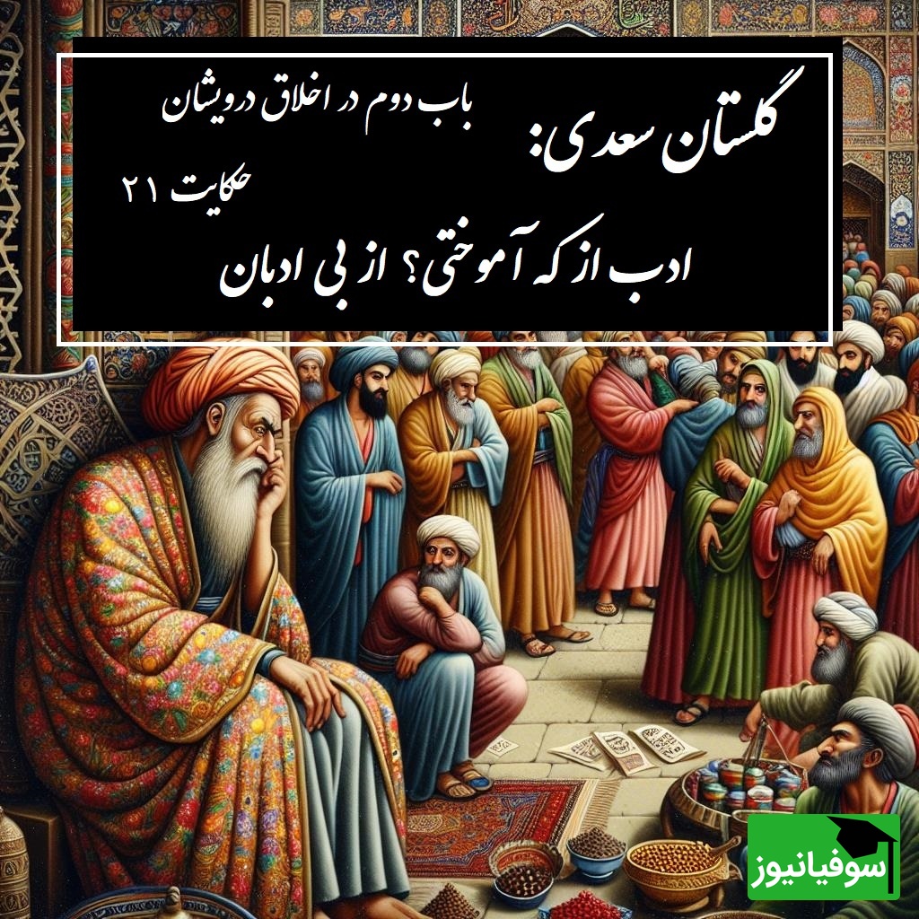 حکایت گلستان سعدی: ادب از که آموختی؟ از بی ادبان / باب دوم در اخلاق درویشان حکایت شماره 21 + فایل صوتی و نسخههای قدیمی