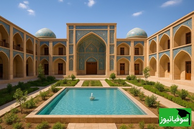 هوش مصنوعی اینبار مدرسه‌ای با معماری ایرانی ساخت/ دیگه میتونی وسط درس بپری تو حوض آب!😂 +عکس