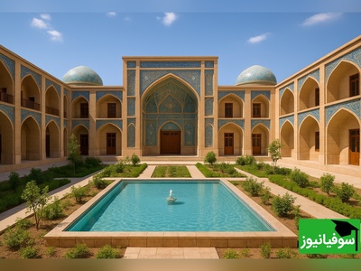 هوش مصنوعی اینبار مدرسه‌ای با معماری ایرانی ساخت/ دیگه میتونی وسط درس بپری تو حوض آب!😂 +عکس