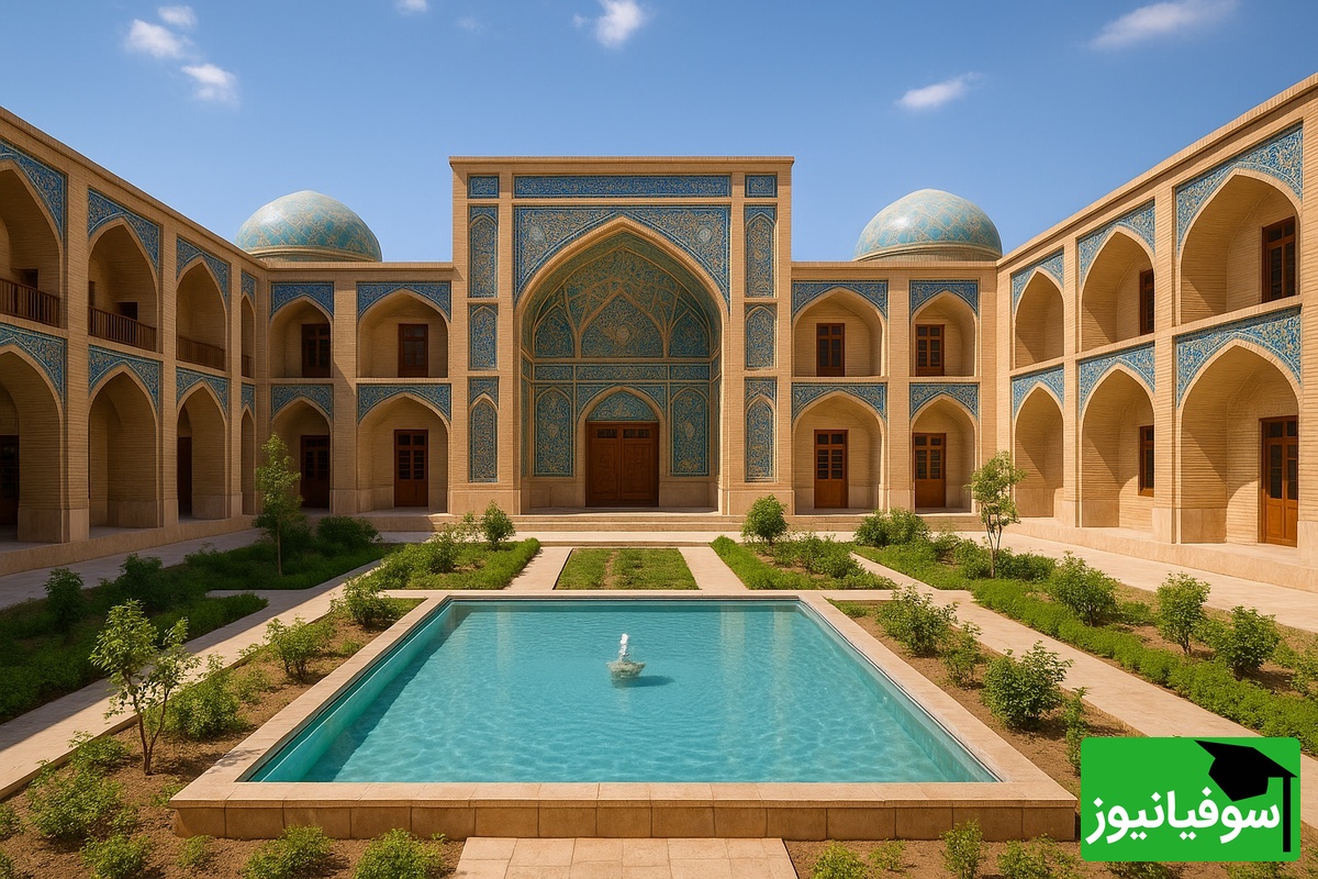 هوش مصنوعی اینبار مدرسه‌ای با معماری ایرانی ساخت/ دیگه میتونی وسط درس بپری تو حوض آب!😂 +عکس