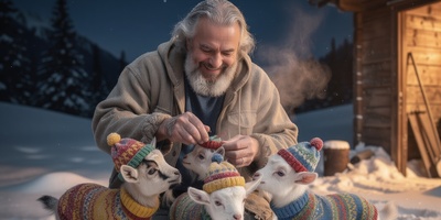 اقدام خنده دار چوپان برای حفظ بزغاله ها از سرمای با لباس بافتنی +ویدئو/ درود به این ذهن خلاق😂