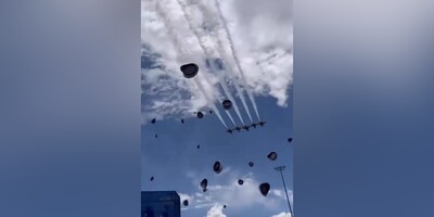 (ویدئو) متفاوت‌ترین جشن فارغ‌التحصیلی جهان برای دانشجویان نیروی هوایی آمریکا