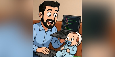 (ویدئو) کلاس خصوصی پدر برنامه‌نویس برای نوزادش