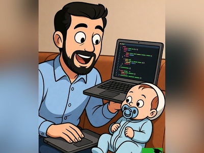 (ویدئو) کلاس خصوصی پدر برنامه‌نویس برای نوزادش