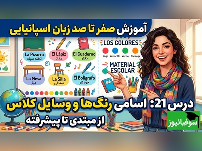 آموزش رایگان صفر تا صد زبان اسپانیایی؛ درس بیست و یکم: اسامی رنگ ها و وسایل کلاس