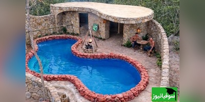 معماری خلاقانه/ روند ساخت یک ویلای استخردار با چوب و سنگ در جنگل های کامبوج+ ویدئو