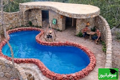 معماری خلاقانه/ روند ساخت یک ویلای استخردار با چوب و سنگ در جنگل های کامبوج+ ویدئو