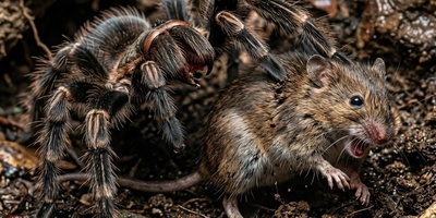 رویارویی مرگبار موش و رتیل؛ لحظه‌ای بی‌رحمانه در حیات وحش