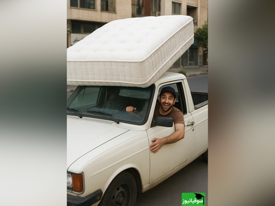 خلاقیت خنده‌دار راننده وانت تهرانی در حمل ویژه بار حماسه ای آفرید جهانی / بفرما تکنولوژی وطنی😂