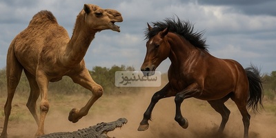 فیلم/ مستند حیات وحش حیوانات / نبرد هولناک شتر و اسب، تمساح و اسب