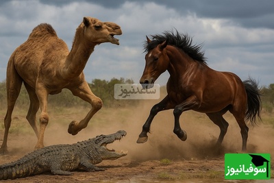 فیلم/ مستند حیات وحش حیوانات / نبرد هولناک شتر و اسب، تمساح و اسب