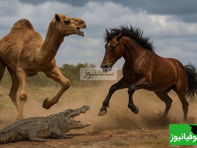فیلم/ مستند حیات وحش حیوانات / نبرد هولناک شتر و اسب، تمساح و اسب