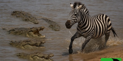 حیات وحش ؛ مستند حیات وحش حیوانات / 
نبرد دیدنی یک گورخر در محاصره چند تمساح در رودخانه!