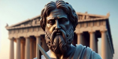 تصویر / هم‌افزایی ذهن‌های بزرگ؛ فیثاغورس و یک مهندس جوان در آتن و رازگشایی از محاسبات ریاضی