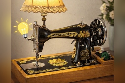 خلاقیت تحسین‌انگیز طراح خوش ذوق برای ساخت آباژور با چرخ خیاطی قدیمی مامان‌بزرگ‌ها / دهه شصتی‌ها عمرا این صحنه رو فراموش کنند