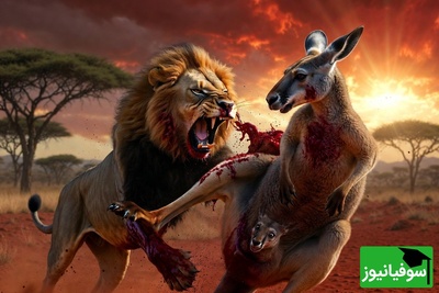 کانگورو در مقابل شیر گرسنه؛ ویدئویی از یک رویارویی نفس‌گیر و باورنکردنی!