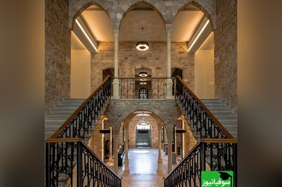 عکس/ طراحی بی‌نظیر بر روی پله‌های ورودی کتابخانۀ ملی لبنان، مشهور به راه‌پله‌های علم «بلامند»