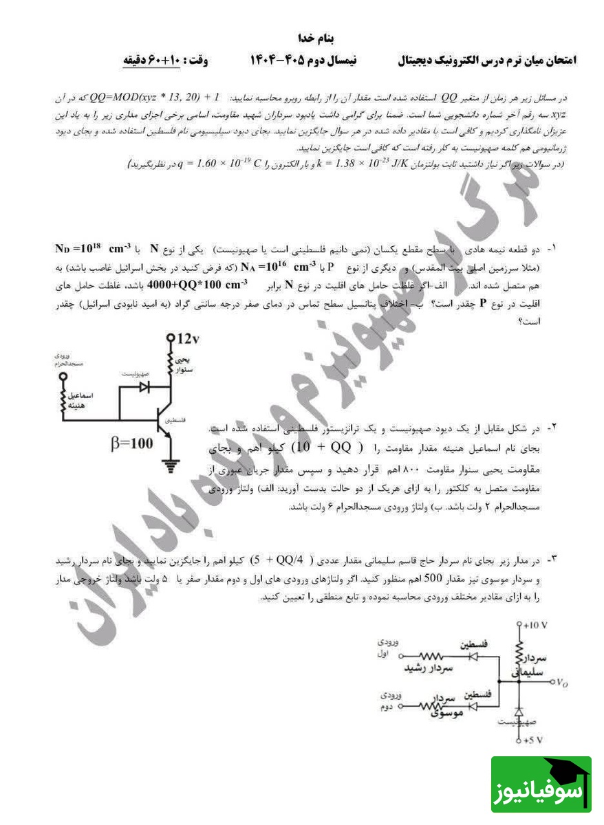 برگه امتحانی