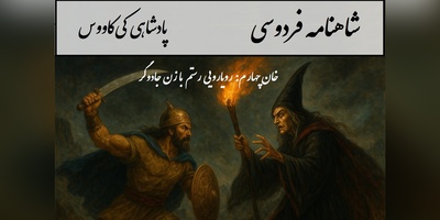 شاهنامه خوانی، خان چهارم رستم: رویارویی رستم با زن جادوگر / پادشاهی کی‌کاووس- بخش 8؛  چو از آفرین گشت پرداخته + متن صوتی و معنی اشعار
