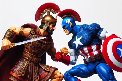 (عکس) تقابل افسانه‌ها/ وقتی هوش مصنوعی کوروش باستان را رودرروی کاپیتان آمریکا قرار می‌دهد!