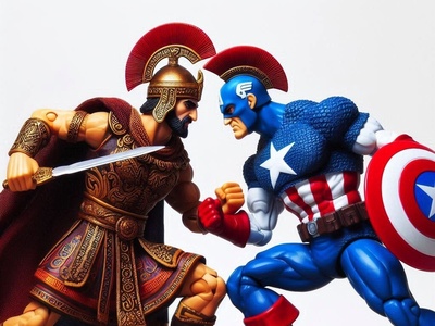 (عکس) تقابل افسانه‌ها/ وقتی هوش مصنوعی کوروش باستان را رودرروی کاپیتان آمریکا قرار می‌دهد!