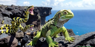 (ویدئو) نبرد نابرابر در ساحل؛ ایگوآنا در برابر لشکری که برای شکارش هم‌قسم شدند