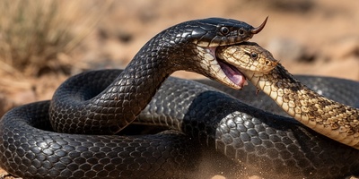 مستند حیات وحش/ رازبقا این داستان: بلعیده شدن مار افعی گرزه توسط مار مامبای سیاه+فیلم