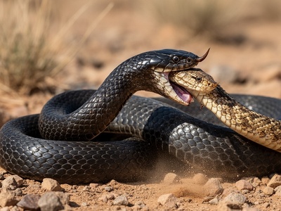 مستند حیات وحش/ رازبقا این داستان: بلعیده شدن مار افعی گرزه توسط مار مامبای سیاه+فیلم