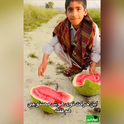 خلاقیت خنده‌دار پسر زاهدانی در برش هندوانه تاریخ ساز شد/بفرما تکنولوژی وطنی😂