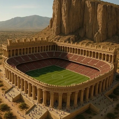نگاهی خیره‌کننده به طراحی استادیوم با الهام از تخت‌جمشید و سبک معماری هخامنشیان، ترکیب باشکوه هنر و تاریخ / الحق که زیباترین منظره از تاریخ میشد + عکس