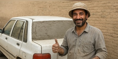 زنگ خلاقیت: ابتکار خنده‌دار و تحسین برانگیز اوستا بنای ایرانی در نصب شیشه پراید با سیمان حماسه ساز شد/ وقتی تصمیم داری هر مشکلی رو خودت حل کنی😂