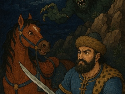 شاهنامه خوانی: شب پرماجرای رستم و رخش؛ نبردی که تاریخ حماسه ایران را ساخت / پادشاهی کی‌کاووس- بخش 5؛ برون رفت پس پهلو نیمروز + متن صوتی و معنی اشعار