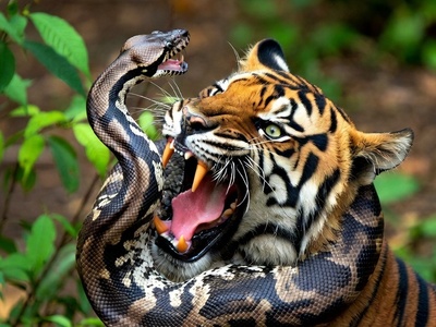 ورق هایی از کتاب جنگل؛ راز بقا/ نبرد واقعی مار پیتون غول آسا با ببر بنگال +فیلم