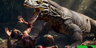 مستند حیات وحش/ ضیافت خونین در جزیره؛ حمله هولناک اژدهای کومودو برای بلعیدن یک انسان درسته+فیلم