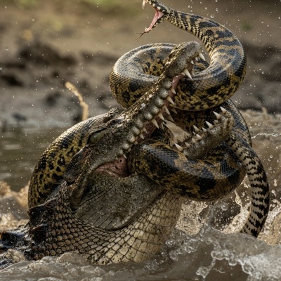 قانون جنگل؛ مستند حیات وحش/ نبرد تمساح و مار؛ دوئل در لجن‌زار+فیلم