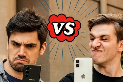 شکست سنگین آیفون از سامسونگ با یک پُرس جوجه! / کل‌کل دیدنی به سبک آفریقا اوشاخلاری 😂 +ویدئو