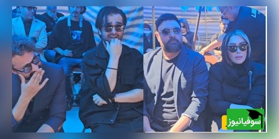 چهره‌های غمگین و عزادار مصطفی راغب، فرزاد فرخ، محسن افشانی ، محمد علیزاده و همسرش در مراسم چهلم حمید هیراد/ روحش شاد و یبادش گرامی