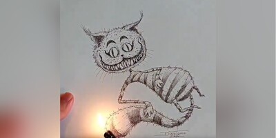 ویدیو/ طراحی بی‌نظیر گربۀ چشایر شخصیت کارتونی مشهور "آلیس در سرزمین عجایب" با کمک آتش