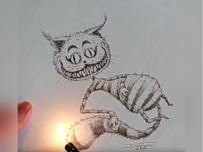 ویدیو/ طراحی بی‌نظیر گربۀ چشایر شخصیت کارتونی مشهور "آلیس در سرزمین عجایب" با کمک آتش