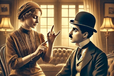 عکس | لحظه‌ای ناب، هلن کلر در حال آموزش زبان اشاره به چارلی چاپلین، اسطوره کمدی جهان