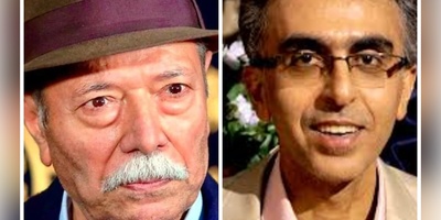 (ویدئو) یادی از استاد رضا رفیع و شعرخوانی طنزآمیزش برای استاد علی نصیریان؛ وقتی «مونای سینما» می‌خندد!