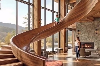 خلاقیت معمار که همه دوبلکس‌ها رو متحول کرد / هر خانه دوبلکسی باید این سرسره رو داشته باشه