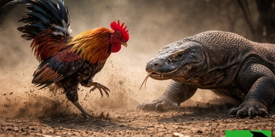 (ویدئو) مستند حیات وحش، راز بقا؛ نبرد وحشیانه اژدهای کومودو با خروس! وقتی جسارت حریف قدرت می شود