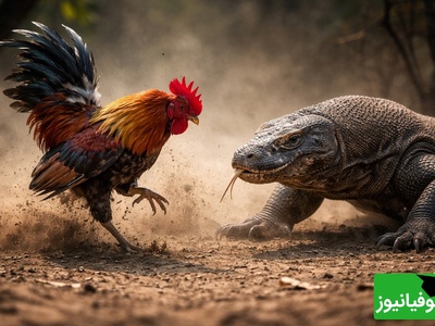 (ویدئو) مستند حیات وحش، راز بقا؛ نبرد وحشیانه اژدهای کومودو با خروس! وقتی جسارت حریف قدرت می شود